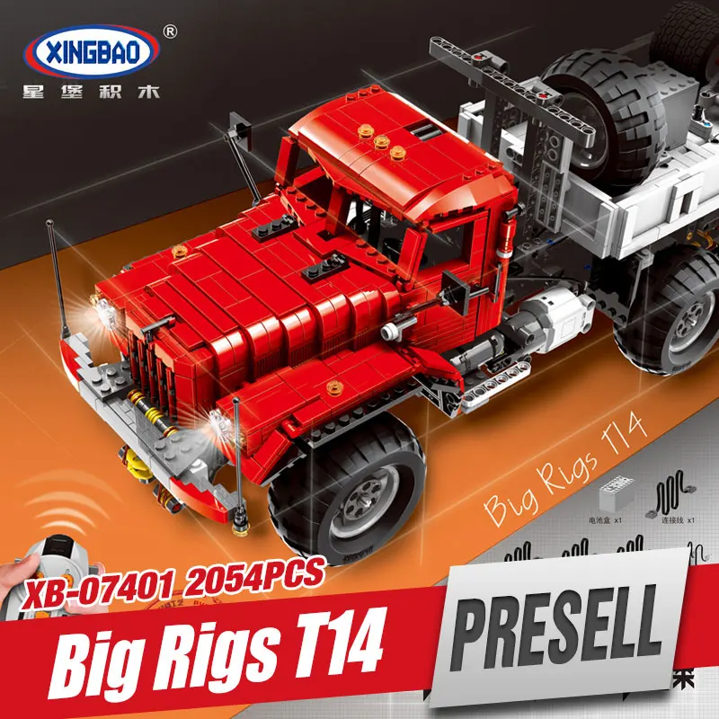 

Xingbao 07401 2054Pcs MOC Technic Series The Big Rigs T14 Set Building Blocks Bricks Educational Toys Model Gift