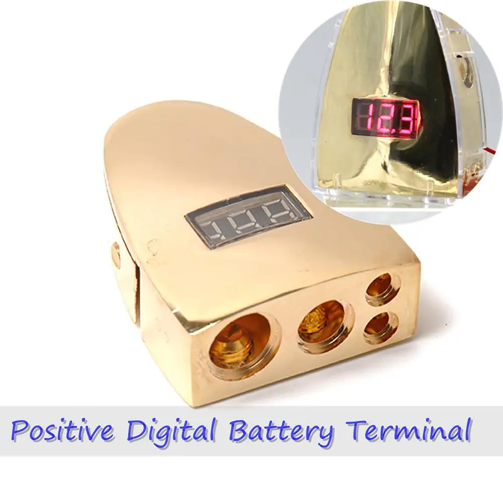 BEESCLOVER/1 0/4/8 датчиков, работающего на постоянном токе 12 В в положительные и отрицательные цифровой Батарея терминал Батарея терминала автомобильного аудио Модифицированная батарея головка r30 - Цвет: Gold