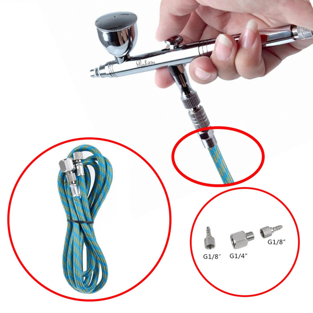 6'FT BRAIDED AIRBRUSH HOSE 1/4" 1/8" Fitting Ends Coupling Airbrush Pen