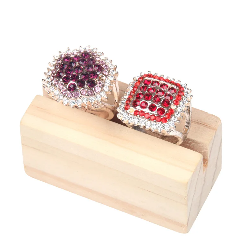 Rectangle Wood Ring Display Holder with Groove Jewelry Stand Jewellery Show Organizer Counter Exhibit Storage |