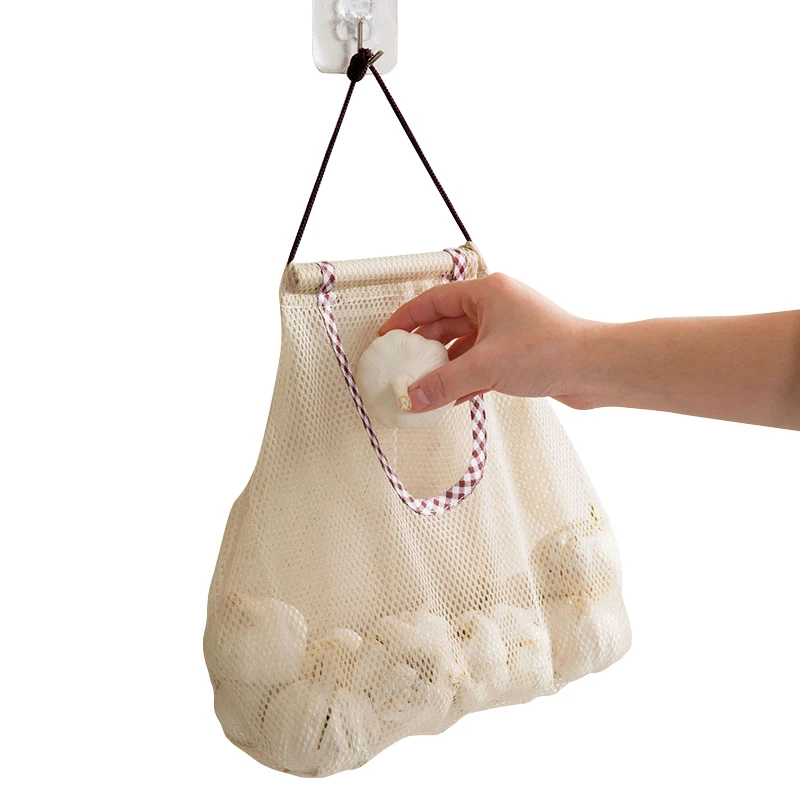 Kitchen Mesh Vegetables Garlic Storage Bag Hanging Mesh Plastic Garbage