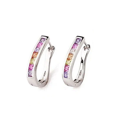 

Multicolor Cz Zircons Hoop Earrings For Women Boucle D'oreille Pendiente Joias Oorbellen Earings Fashion Jewelry Kolczyki EW-18