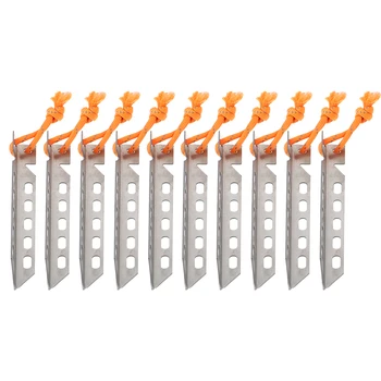 

6pcs/10pcs V Shape Titanium Tent Pegs Windproof Outdoor Camping Tent Nail Stakes Traveling Tent Accessories