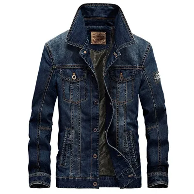 Новинка, AFS JEEP, куртка для мужчин, брендовая уличная одежда, джинсовая куртка, Бомбер, джинсовая куртка для мужчин, модная и повседневная мужская куртка, veste homme 6XL - Цвет: 66008-DARKBLUE
