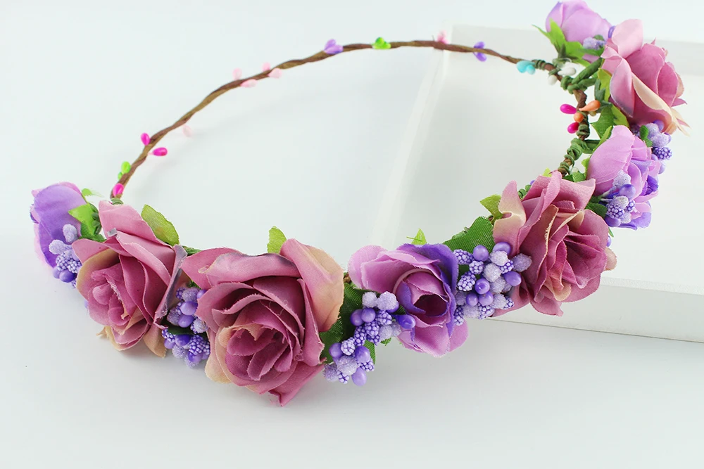 Purple Hippie Love Flower Garland Crown Festival Wedding Hair Wreath