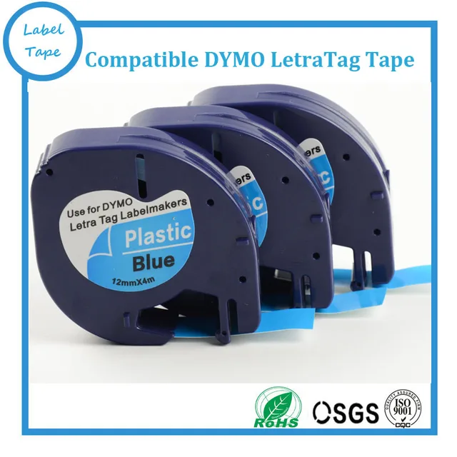 Best Offers Compatible Black on Blue 91205 12mm label tapes for dymo letratag label printers Best Offers Compatible Black on Blue 91205 12mm label tapes for dymo letratag label printers