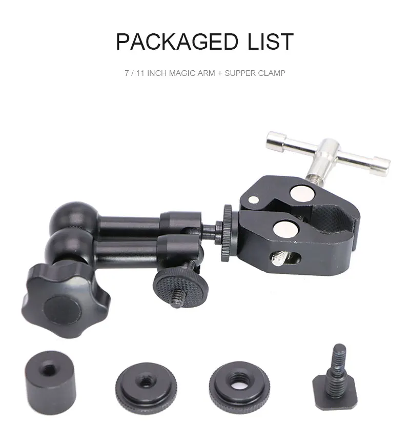 7 or 11 Inch Adjustable Friction Articulating Magic Arm + Super Clamp Crab Clip for DSLR LCD Monitor LED Light Camera Accessories (8)