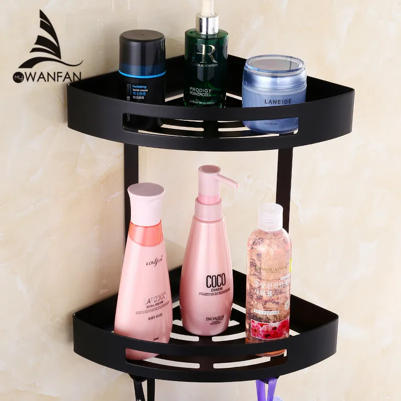﻿Buy Stainless steel 304 Black Gold bathroom corner shelf shower room rack for body wash bottle