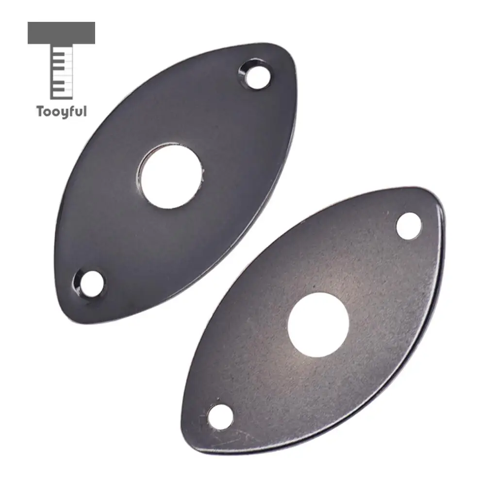 Tooyful 2pcs Metal Oval Curved Socket Jack Plate with Screws for Electric Guitar Bass Parts