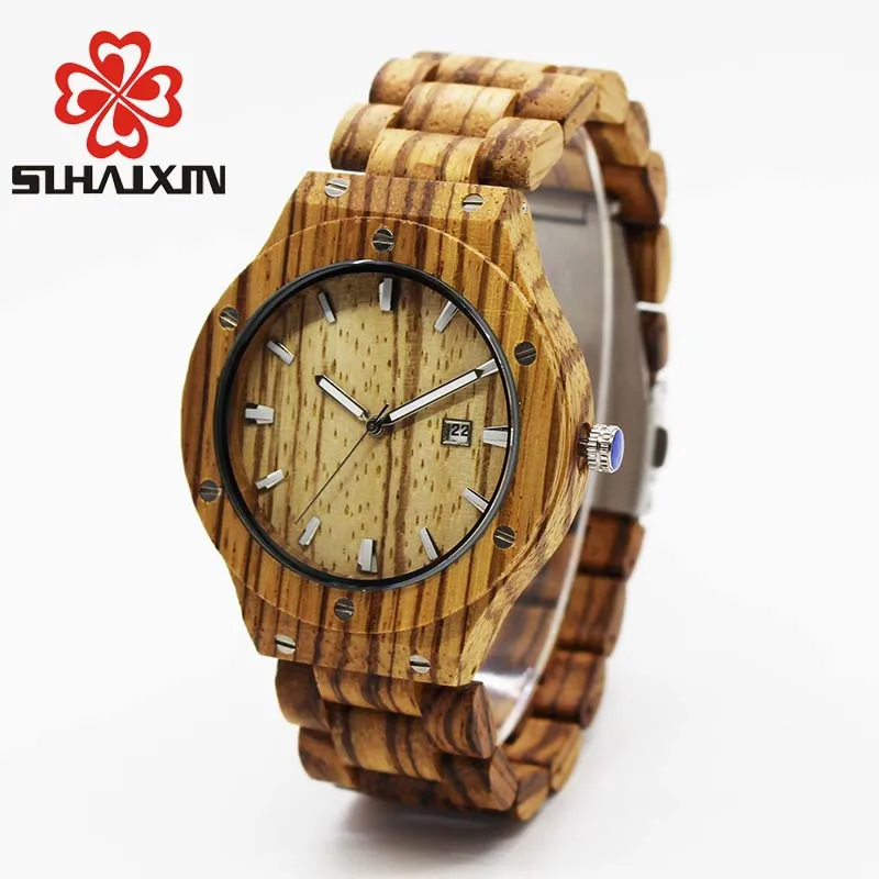 

SIHAIXIN Wood Watch Men With Date Reloj Hombre Nature Handmade Full Wooden Creative Quartz Clock Christmas Gift Man 2019 Relogio