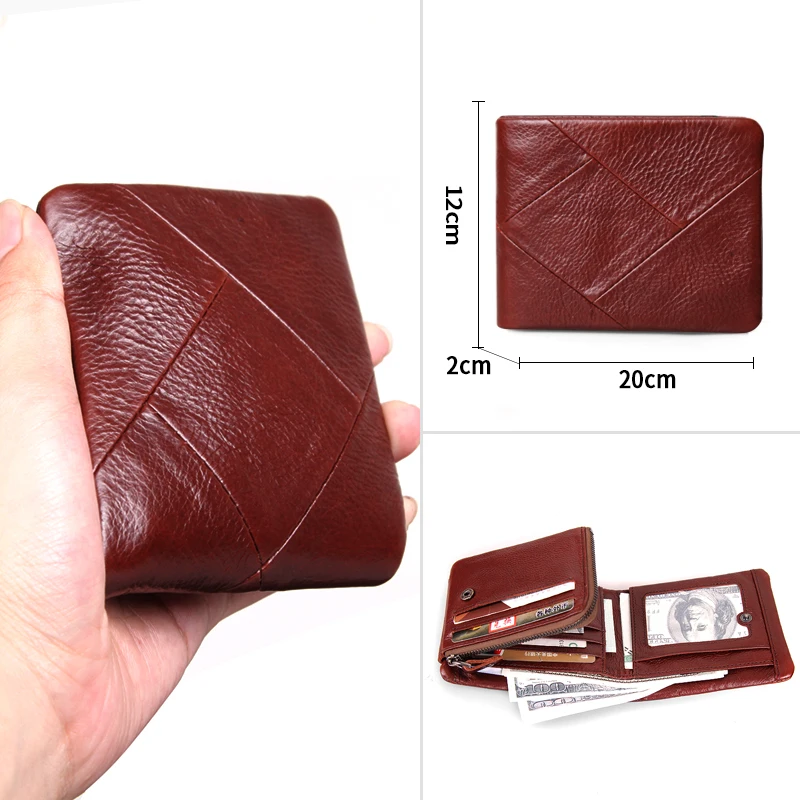 Cobbler Legend Genuine Leather Men Wallets Vintage Trifold Wallet Zip Coin Pocket Purse Cowhide Leather Wallet For Mens - Цвет: 05004020-A-2