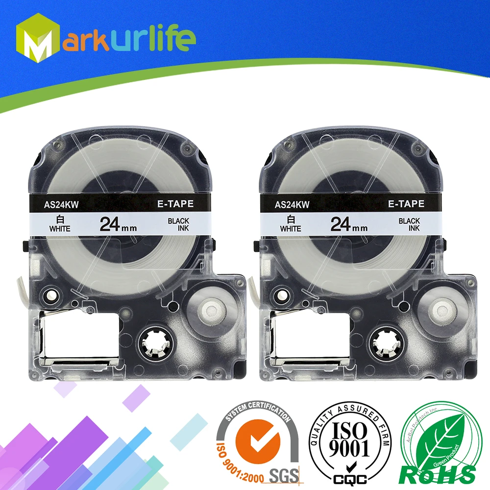 2 Pack White Label Teks Hitam 24 Mm Printer Tape Kompatibel ...