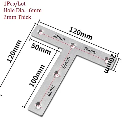 Нержавеющая стальная плоская пластина Тройник L прямой угловая скобка кронштейн-соединитель мебель фиксация-Угловые элементы - Цвет: L120 T