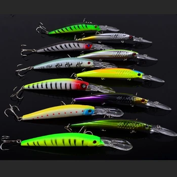 

11 pcs 2 type Sea Bass Fishing Tackle Wobblers Minnow Hard Bait Saltwater Fishing Lures ABS Plastic Isca Artificial Pesca