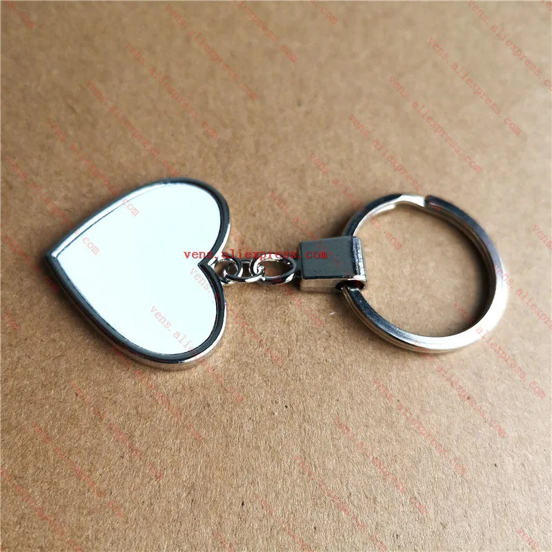 

New sublimation blank metal key ring Chain hot transfer printing heart shape keychains material two sided printing 15pcs/lot