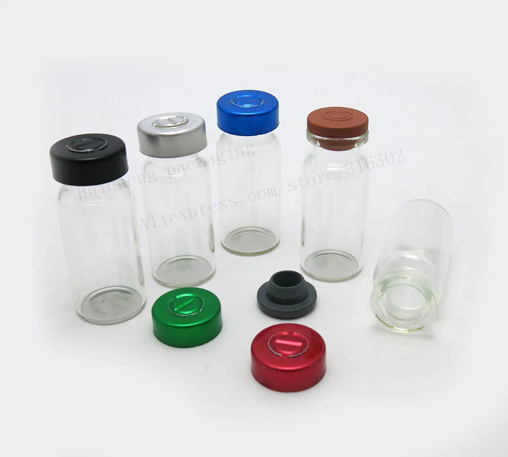 

10ml Clear Empty Glass headspace vials butyl stopper inject port bottles with Aluminum Cap 10cc Glass Bottle