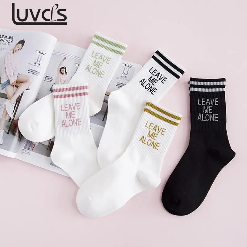 

Spring Summer Funny Socks Women Cotton Cartoon Cute Socks Long Letter Harajuku Socks Ladies Thick White Warm Glitter letter
