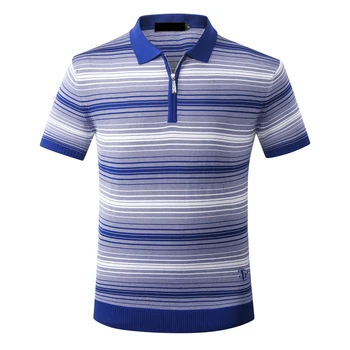 

Billionaire polo shirt short men's 2018 launching commerce comfort zipper collar striped color garment free shipping