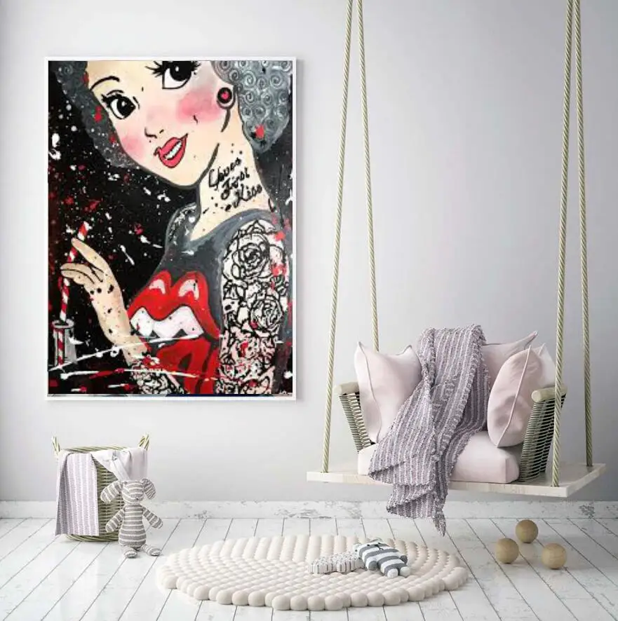 Бесплатная доставка ручная работа граффити поп-арт мультфильмы TINTIN 100% картина