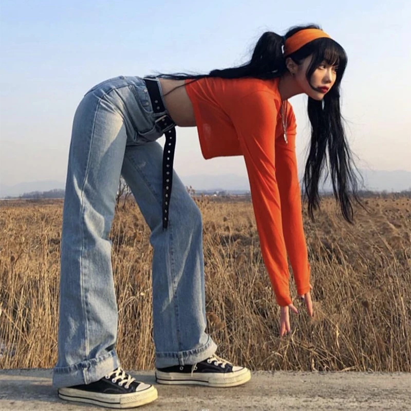 Vintage Mom Jeans Women Vintage High Waist Jeans Denim Boyfriend Ladies Loose Blue Blue Wide Leg Jeans Mujer Korean Streetwear