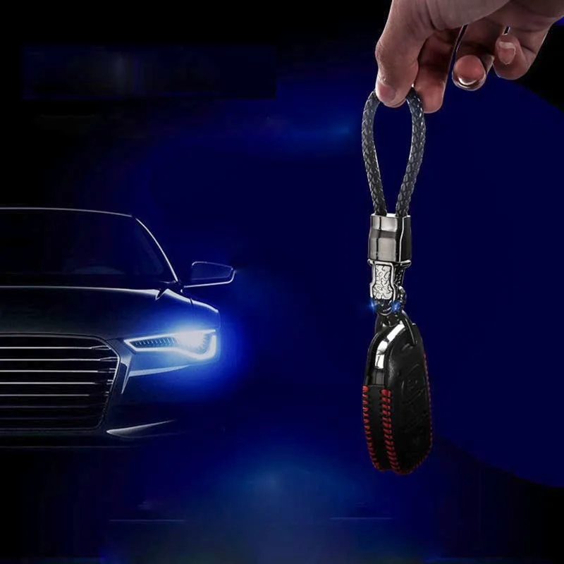 Автомобильный брелок для Skoda Mazda Audi KIA Toyota Opel Ford плетеные кожаные леопардовые