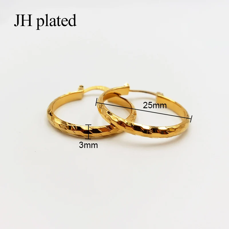 JHplated Arab Fashion 24K Hoop Earrings for Women's/Girls Gold Color Jewelry Middle East Africa Ethiopian best Gifts Party