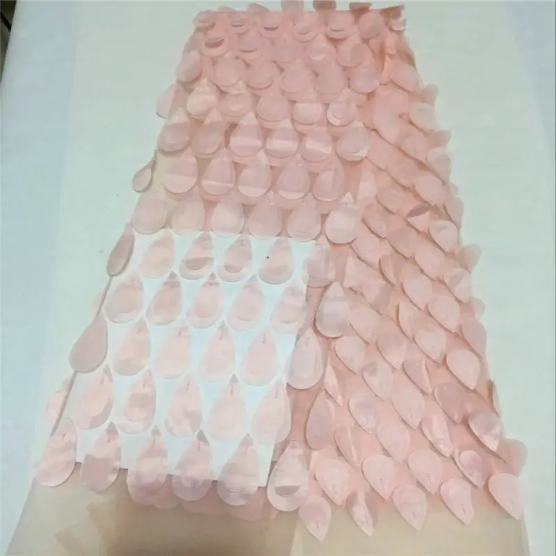 

Beautiful 2018 Top sale pink 3D flower lace fabric nigerian tulle lace high quality french lace fabric for dress