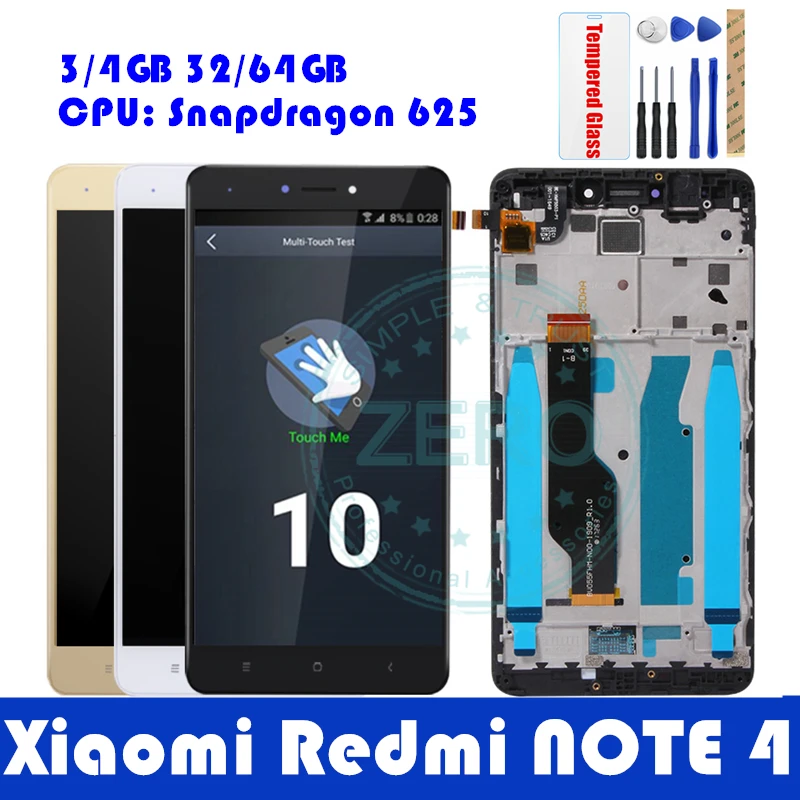 ЖК дисплей и рамка для Redmi Note 4 глобальная версия Snapdragon 625 дигитайзер дисплея