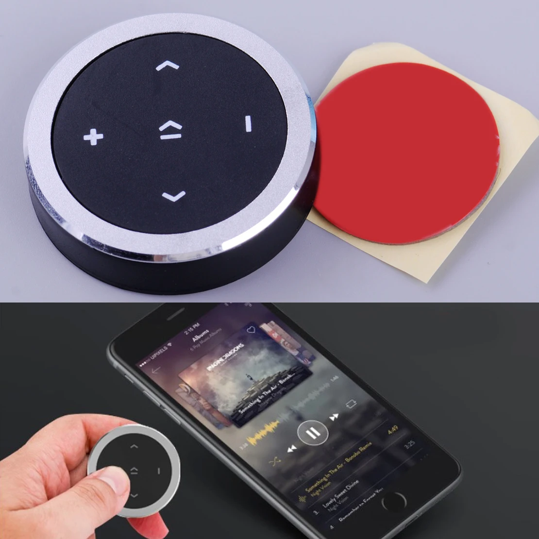 

DWCX Car Steering ABS Wheel Wireless Bluetooth Media Audio Music Smart Remote Control Mini Button