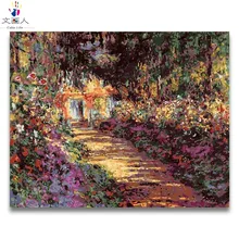 Monet garden series painting coloring drawing by numbers with paint kits hand-painted with frame for hoom living room decor