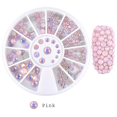Pink Стразы для ногтей, смешанные размеры, молочно-розовый, голубой, небесный белок, специальные стразы для дизайна ногтей, маникюрные украшения NDV - Цвет: Pink