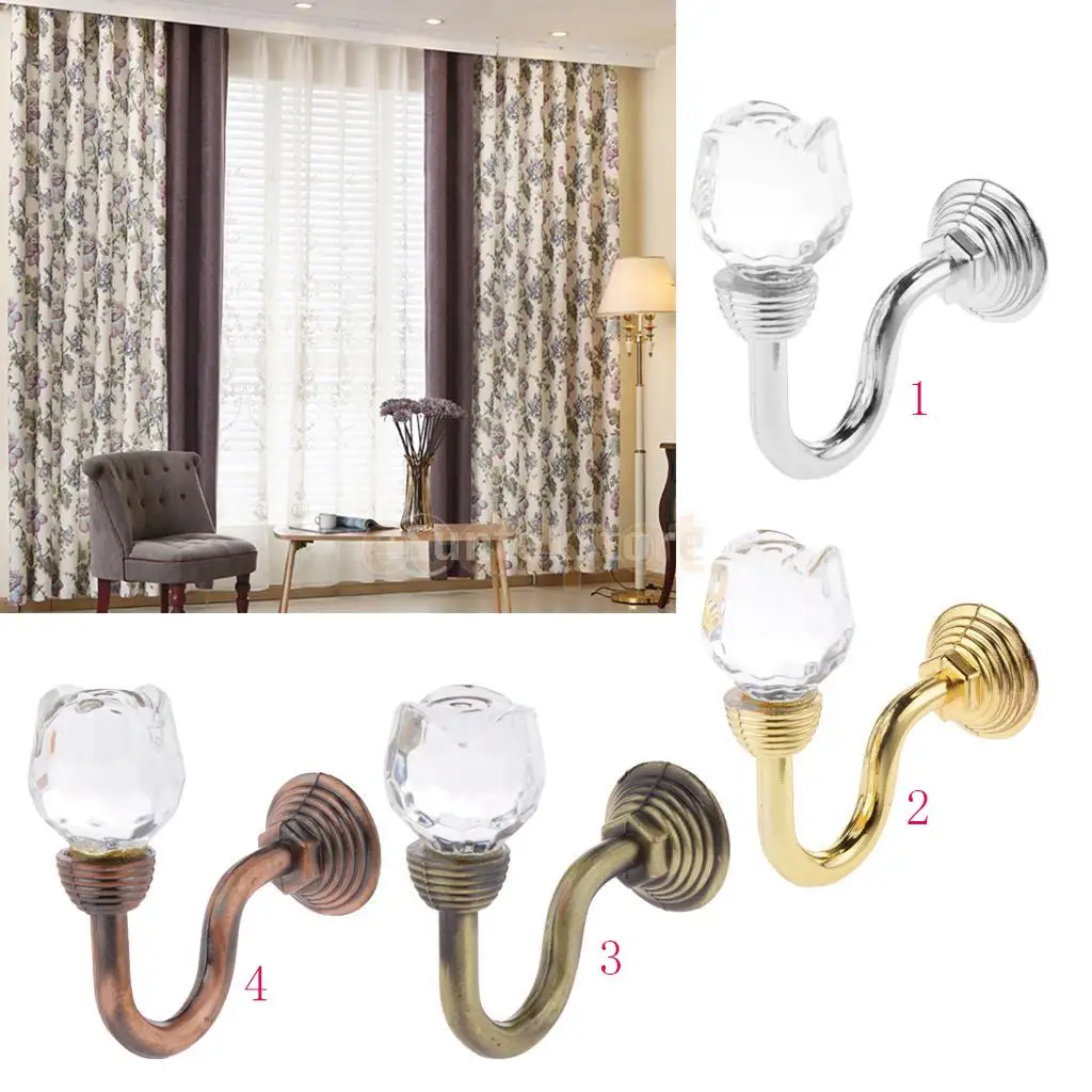 2pcs Vintage Rose Drapery Curtain Tieback Hook Wall Tassel