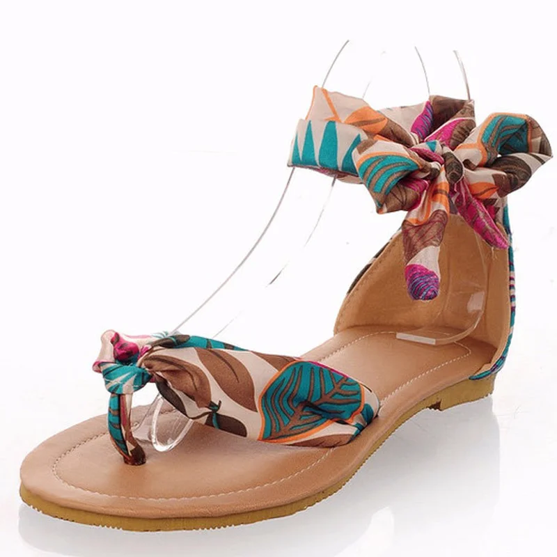 

Spring Summer Latest Women Sandals Flat Lace-Up Summer Holiday Sandals Shoes