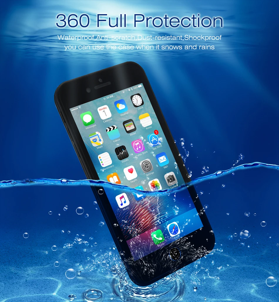 For iphone 6 Waterproof TPU Case IP54 Slim Life Water Proof Protection Cover for iphone 6s Cases Silicone Bag with Fingerprint best iphone 8 case