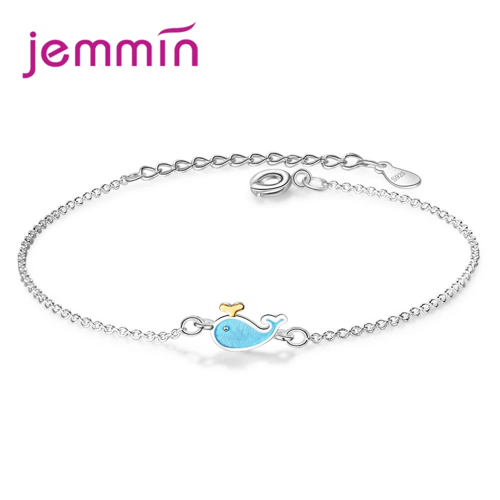 

New Most Popular Dolphin Charm Bracelet With 925 Sterling Silver Chain Lobster Buckle For Women Lovly Gift