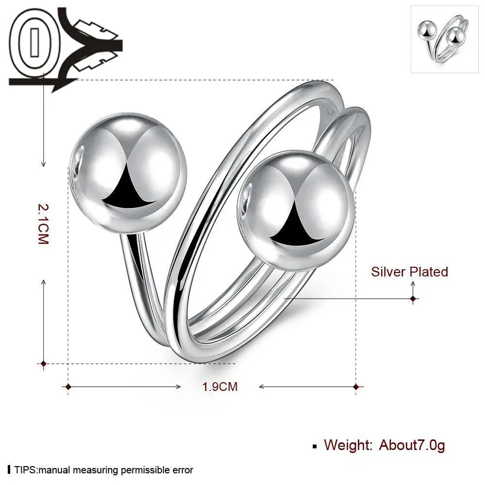 

Christmas Gift Wholesale Silver-plated Ring,Silver Fashion Jewelry,Double Ball Beads Women&Men Gift Silver Jewelry Finger Rings