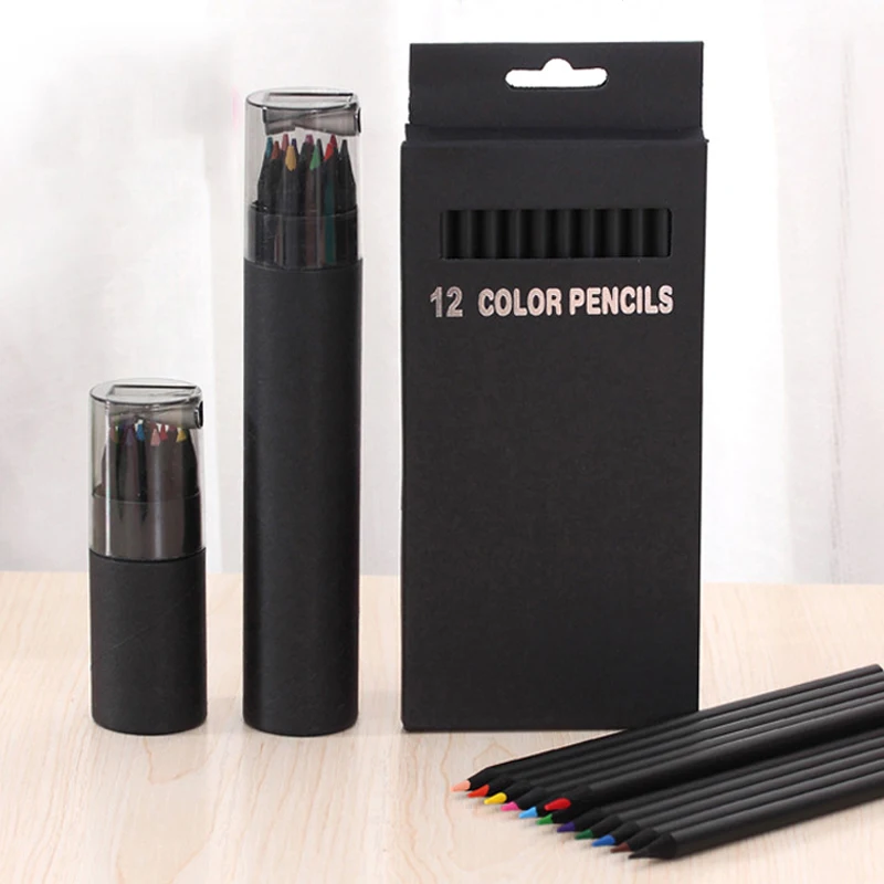 

12 pcs/lot Korea Black Wood Colored Pencils 12 Colors School Student Pencil for Drawing Soft Painting Sketch Stationery Supplies