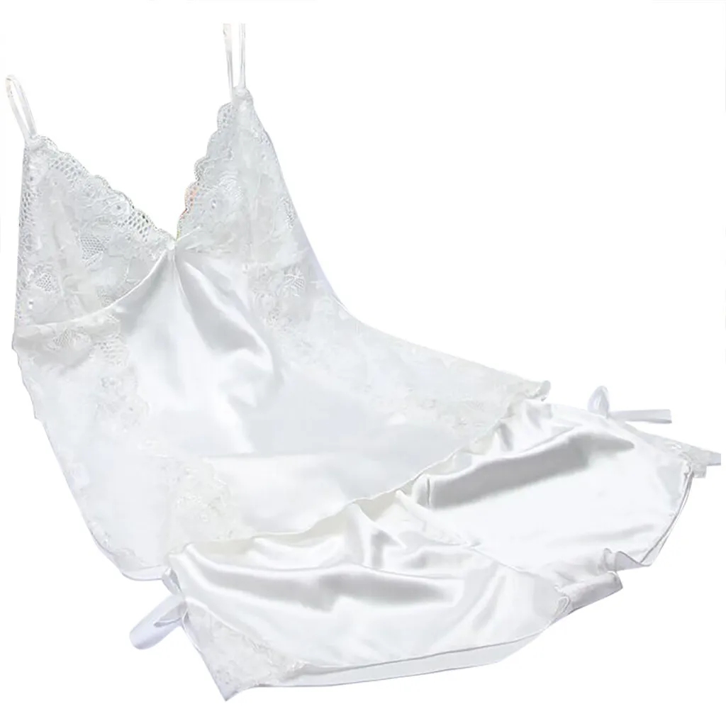 SAGACE new Sexy Lingerie Women Sexy Satin Fashion Lace Bow Pajamas Sleepwear Lingerie Nightwear Set Underwear Women Lingerie hot