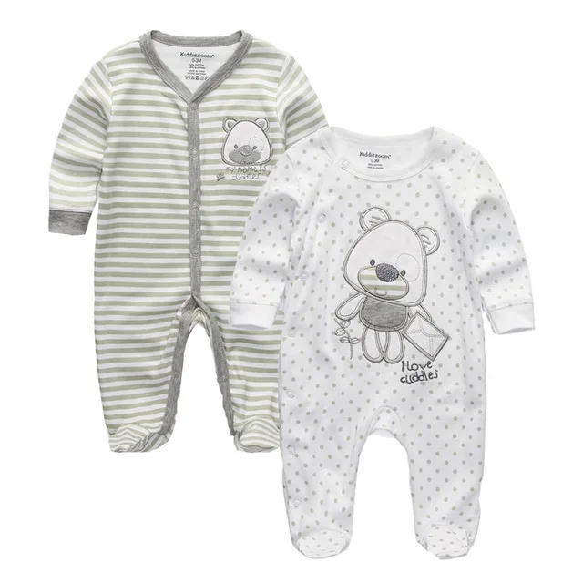 2 pieces/lots Newborn Footie Baby girl boy clothes long sleeve Cotton print New born Roupas de bebe pajamas 0-12 months - Цвет: 11