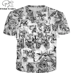 PLstar Cosmos Ahegao Cats Hentai футболка аниме милый котенок коллаж 3d печатных унисекс футболки летняя Уличная Повседневная футболка Топы