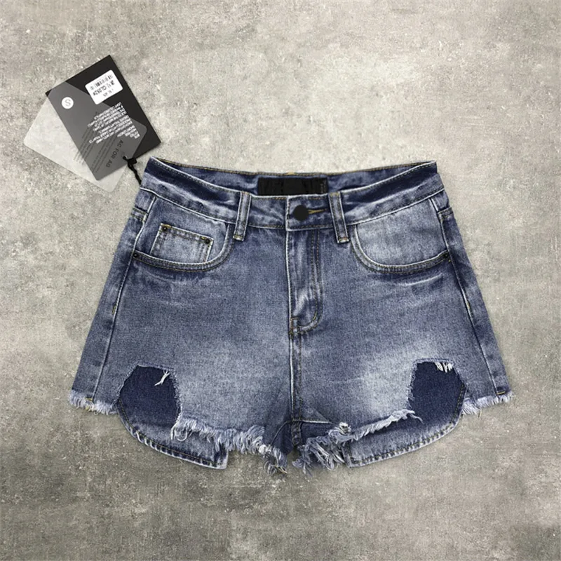 Сексуальные рваные дырявые с бахромой высокая талия джинсовые шорты для женщин повседневные карманные летние джинсовые шорты для девочек винтажные синие Соблазнительные короткие джинсовые женские