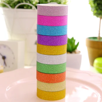 

10pcs/lot 1.5cm*2.7m Glitter Washi Home Decoration Tape Solid Color DIY Album Notebook Glitter DIY Scrapbooking Masking Tape