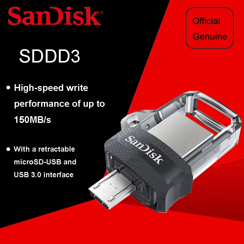 New Sandisk 128GB SDDD3 Extreme high speed OTG USB3.0 Dual OTG USB Flash Drive 64GB Pen Drives