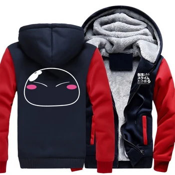 

US size Men Hoodies Anime Tensei Shitara Suraimu Datta Ken Slime Women Coat Zipper Hoodie Thicken Cosplay Jacket Sweatshirts