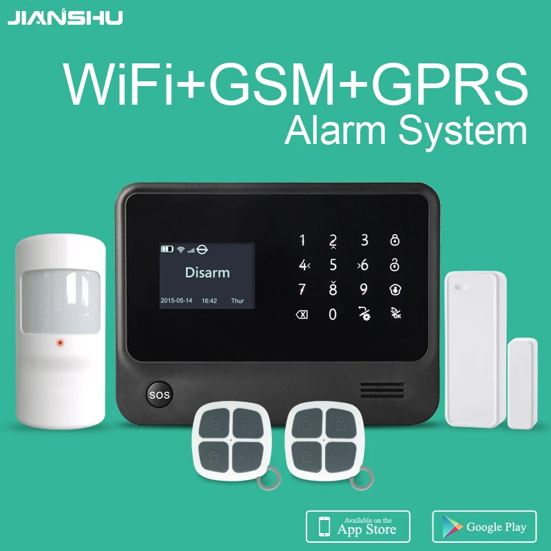 Envío gratis de España gsm wifi sistema de alarma de seguridad para el hogar control de aplicaciones móviles gsm wifi alarma Ifttt alarma inteligente