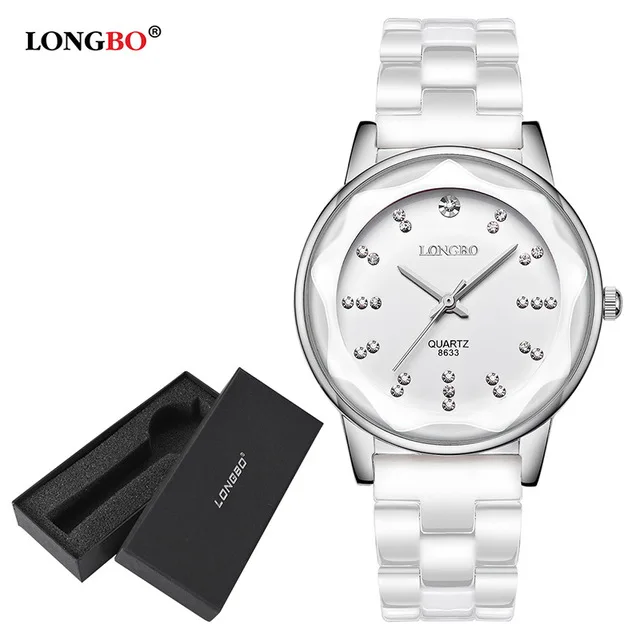 white for men box 1 Бренд LONGBO для влюбленных, женские часы из белой керамики, повседневные мужские и женские кварцевые часы Mujer, Роскошные наручные часы для пары, модные 8633 - Цвет: white for men box 1