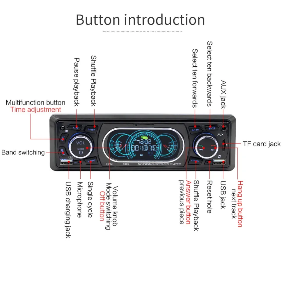 Радио пульт дистанционного управления mp3-плеер 1 Din автомагнитола Bluetooth автомобильный аудио AUX/TF/USB FM авто радио Телефон Зарядка музыка автомобиль стерео