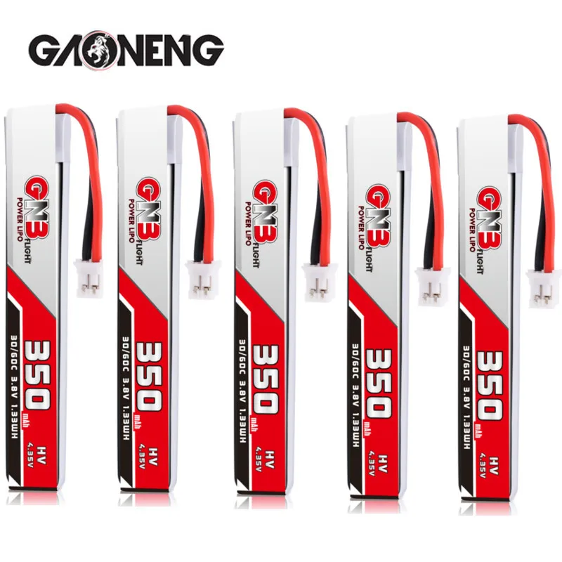 

5PCS GAONENG 350MAH 1S 3.8V 30C Lipo Battery PH2.0 Plug for US65 UK65 URUAV UR65 Mobula7 Snapper6/7/8 RC Whoop BetaFPV Drone