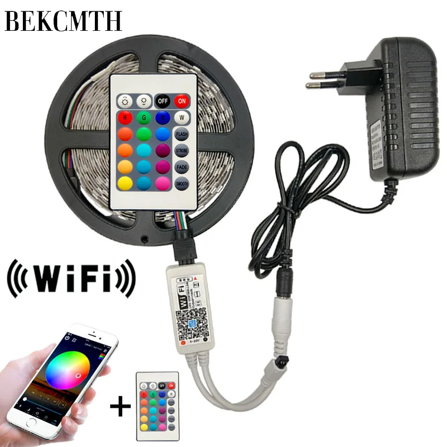 5m 10m 2835 Tira Conduzida Rgb Tira Conduzida Fita Luz Smd dc 12v à Prova d' Água Led Rgb Luz Diodo Fita Flexível com Wifi Controlador ir 3 rgb conduziu a fita clara de tira