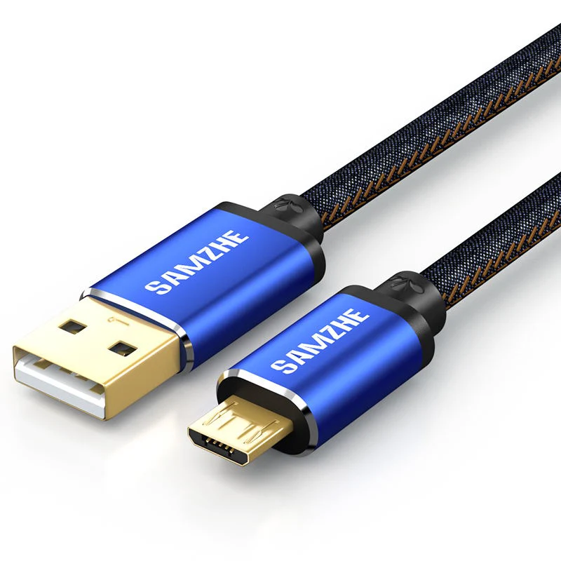 Samzhe Micro USB кабель 1 м 1,5 м 2A быстрое зарядное устройство кабель для передачи данных джинсовый Плетеный зарядный кабель для мобильного телефона usb для samsung xiaomi LG - Цвет: Синий